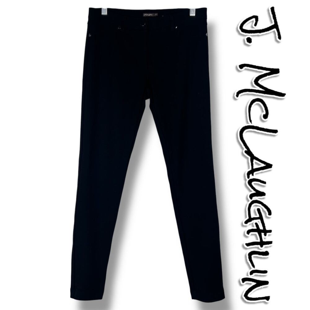 J McLaughlin Black Stretch Knit High Waist Straight Leg Jeans Pants Womens Sz 4